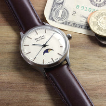 画像をギャラリービューアに読み込む, Classic Moonphase 36mm ムーンフェイズ バーインデックス ホワイトダイヤル ブラウンスムースレザー