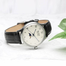 画像をギャラリービューアに読み込む, Classic Moonphase 36mm ムーンフェイズ アラビアインデックス ホワイトダイヤル ブラッククロコ型押し