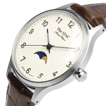 画像をギャラリービューアに読み込む, Classic Moonphase 36mm ムーンフェイズ アラビアインデックス ホワイトダイヤル ブラウンクロコ型押し