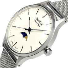 画像をギャラリービューアに読み込む, Classic Moonphase 36mm ムーンフェイズ バーインデックス ホワイトダイヤル ステンレスメッシュベルト