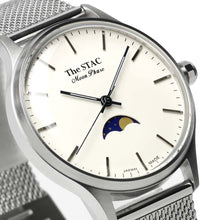 画像をギャラリービューアに読み込む, Classic Moonphase 36mm ムーンフェイズ バーインデックス ホワイトダイヤル ステンレスメッシュベルト