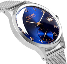 画像をギャラリービューアに読み込む, Authentic Round 36mm アラビアインデックス ブルーダイヤル ステンレスメッシュベルト
