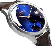 画像をギャラリービューアに読み込む, Authentic Round 36mm アラビアインデックス ブルーダイヤル ブラウンクロコ型押しレザー