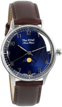 画像をギャラリービューアに読み込む, Classic Moonphase 36mm ムーンフェイズ アラビアインデックス ブルーダイヤル ブラウンスムースレザー