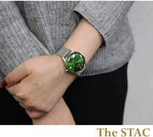 画像をギャラリービューアに読み込む, Authentic Round 36mm アラビアインデックス グリーンダイヤル ステンレスメッシュベルト