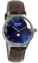 画像をギャラリービューアに読み込む, Classic Moonphase 36mm ムーンフェイズ アラビアインデックス ブルーダイヤル ブラウンクロコ型押し