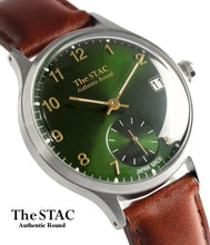 画像をギャラリービューアに読み込む, Authentic Round 36mm アラビアインデックス グリーンダイヤル ブラウンスムースレザー