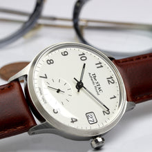 画像をギャラリービューアに読み込む, Authentic Round 36mm アラビアインデックス ホワイトダイヤル ブラウンスムースレザー