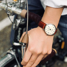 画像をギャラリービューアに読み込む, Authentic Round 36mm アラビアインデックス ホワイトダイヤル ブラウンスムースレザー