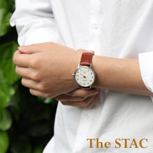 画像をギャラリービューアに読み込む, Authentic Round 36mm アラビアインデックス ホワイトダイヤル ブラウンスムースレザー