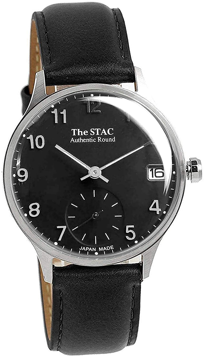 The STAC Authentic Round 36mm Arabic index black dial black smooth 