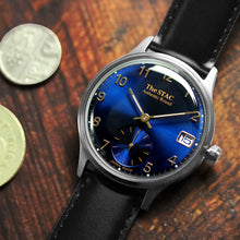 画像をギャラリービューアに読み込む, Authentic Round 36mm アラビアインデックス ブルーダイヤル ブラックスムースレザー