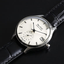 画像をギャラリービューアに読み込む, Authentic Round 36mm バーインデックス ホワイトダイヤル ブラッククロコ型押しレザー