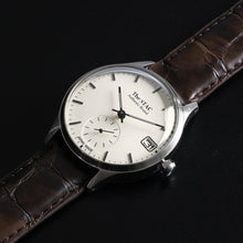 画像をギャラリービューアに読み込む, Authentic Round 36mm バーインデックス ホワイトダイヤル ブラウンクロコ型押しレザー