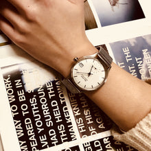 画像をギャラリービューアに読み込む, Authentic Round 36mm バーインデックス ホワイトダイヤル ステンレスメッシュベルト