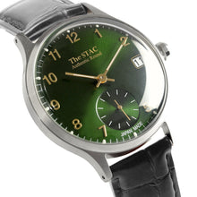 画像をギャラリービューアに読み込む, Authentic Round 36mm アラビアインデックス グリーンダイヤル ブラッククロコ型押しレザー