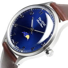 画像をギャラリービューアに読み込む, Classic Moonphase 36mm ムーンフェイズ アラビアインデックス ブルーダイヤル ブラウンスムースレザー