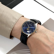 画像をギャラリービューアに読み込む, Classic Moonphase 36mm ムーンフェイズ バーインデックス ブルーダイヤル ブラックスムースレザー