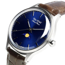 画像をギャラリービューアに読み込む, Classic Moonphase 36mm ムーンフェイズ バーインデックス ブルーダイヤル ブラウンクロコ型押し