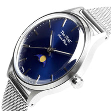 画像をギャラリービューアに読み込む, Classic Moonphase 36mm ムーンフェイズ バーインデックス ブルーダイヤル ステンレスメッシュベルト