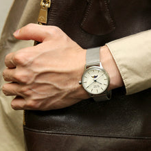 画像をギャラリービューアに読み込む, Classic Moonphase 36mm ムーンフェイズ バーインデックス ホワイトダイヤル ステンレスメッシュベルト