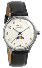 Load image into Gallery viewer, Classic Moonphase 36mm Moonphase Arabic numerals White dial Black smooth leather
