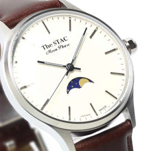 Load image into Gallery viewer, Classic Moonphase 36mm Moonphase Bar Index White Dial Brown Smooth Leather
