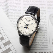Load image into Gallery viewer, Classic Moonphase 36mm Moonphase Bar Index White Dial Black Croco Embossed
