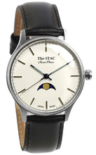 Load image into Gallery viewer, Classic Moonphase 36mm Moonphase Bar Index White Dial Black Smooth Leather
