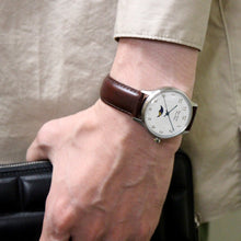 Load image into Gallery viewer, Classic Moonphase 36mm Moonphase Arabic numerals White Dial Brown Smooth Leather
