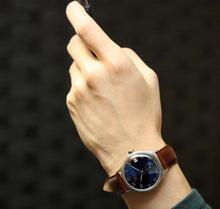 Load image into Gallery viewer, Authentic Round 36mm Arabic numerals Blue dial Brown smooth leather
