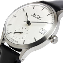 Load image into Gallery viewer, Authentic Round 36mm Bar Index White Dial Black Smooth Leather
