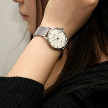 Load image into Gallery viewer, Authentic Round 36mm bar index white dial stainless mesh belt
