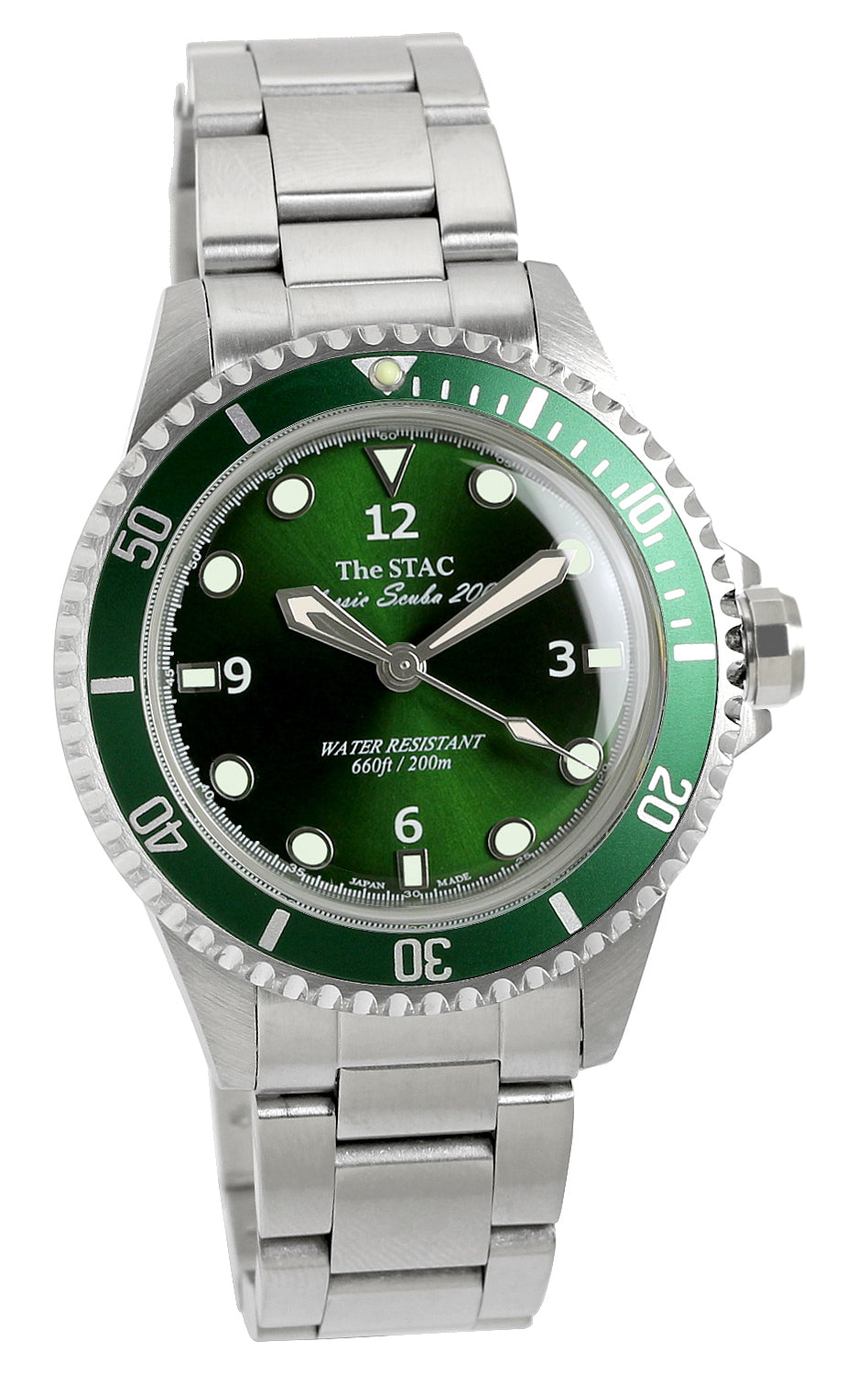 Classic Scuba 200 38mm Diver's Watch Sweep Seconds Green – The STAC