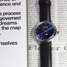 Load image into Gallery viewer, Classic Moonphase 36mm Moonphase Arabic numerals Blue Dial Black Smooth Leather
