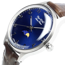 Load image into Gallery viewer, Classic Moonphase 36mm Moonphase Arabic numerals Blue dial Brown crocodile embossed
