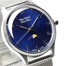 Load image into Gallery viewer, Classic Moonphase 36mm Moonphase Arabic Index Blue Dial Stainless Steel Mesh Strap
