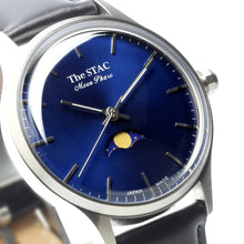 Load image into Gallery viewer, Classic Moonphase 36mm Moonphase Bar Index Blue Dial Black Smooth Leather
