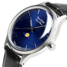 Load image into Gallery viewer, Classic Moonphase 36mm Moonphase Bar Index Blue Dial Black Croco Embossed
