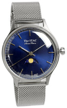 Load image into Gallery viewer, Classic Moonphase 36mm Moonphase Bar Index Blue Dial Stainless Steel Mesh Strap
